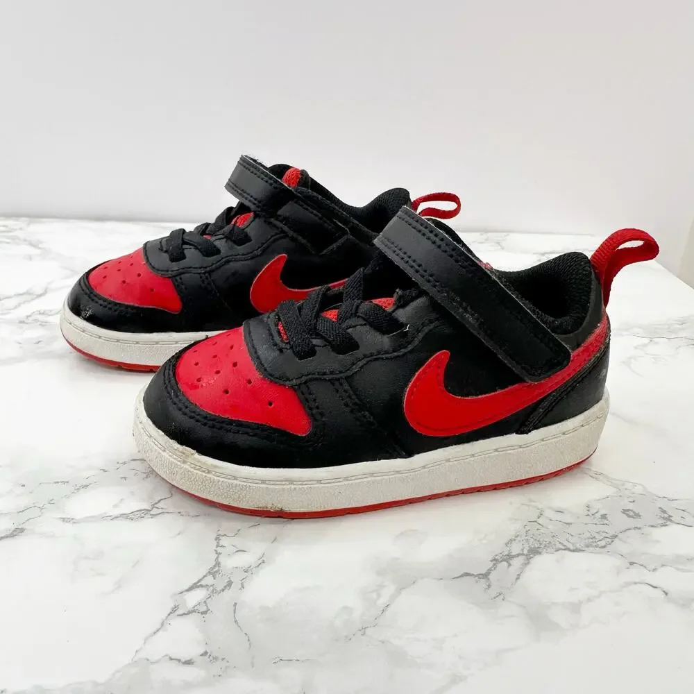 Nike‎ Court Borough Baby Boy Size 7C Sneakers Black Red